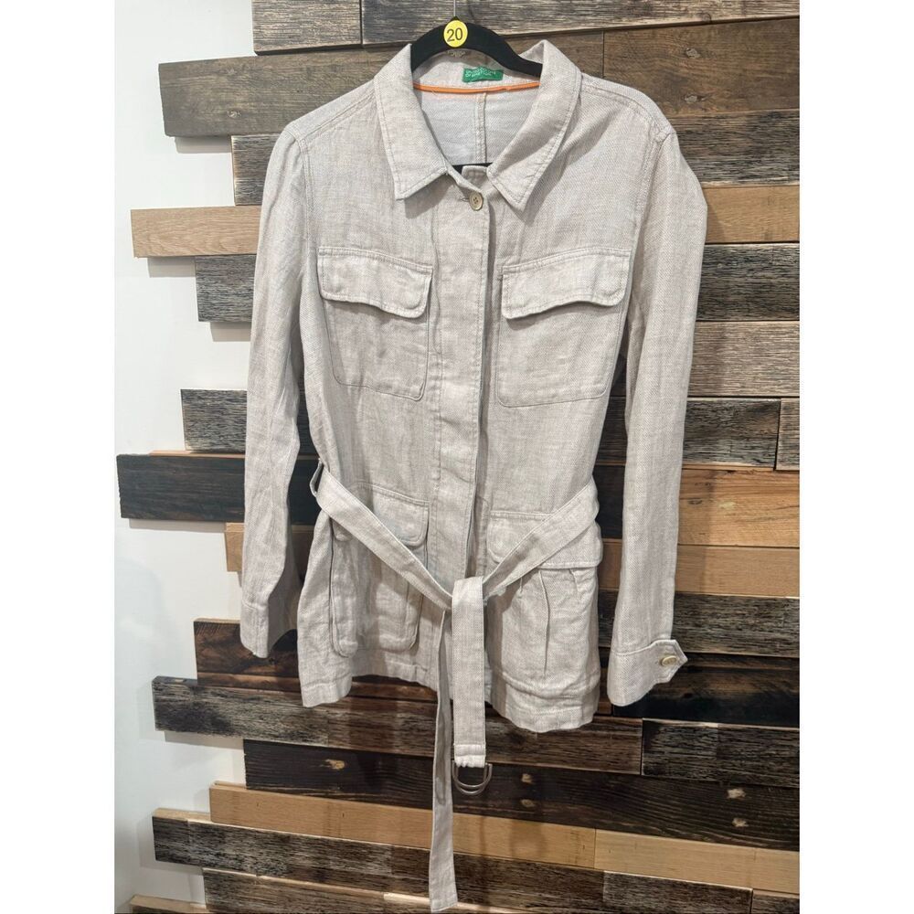 UNITED COLORS of BENETTON button front linen blend jacket Size 10